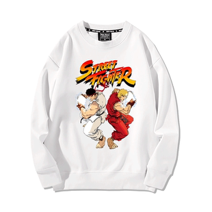 街头霸王拳皇97游戏周边学生圆领卫衣服复古印花潮牌秋冬加绒男装