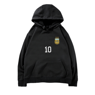阿根廷国家队服足球衣服秋冬梅西连帽卫衣加绒男装外套10号世界杯