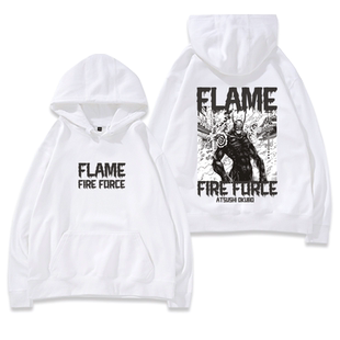 炎炎消防队联名大久保笃漫画学生连帽卫衣复古印花秋冬加绒上衣服