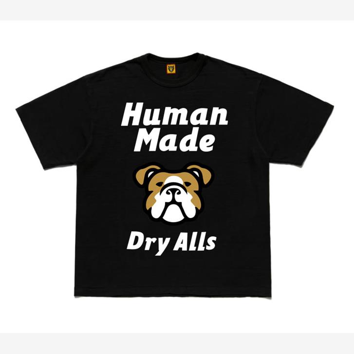 Human Made Dry Alls 24ss法斗狗字母印花宽松圆领男女短袖T恤