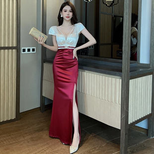 夜场KTV佳丽性感晚礼服气质显瘦上夜班减龄连衣裙足浴SPA技师工装