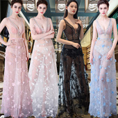 性感暴露女装 夜场连衣裙减龄显瘦桑拿技师工作服透视晚礼服长裙夏