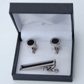 黑色纯铜领带夹袖 商务衬衫 扣 正装 男士