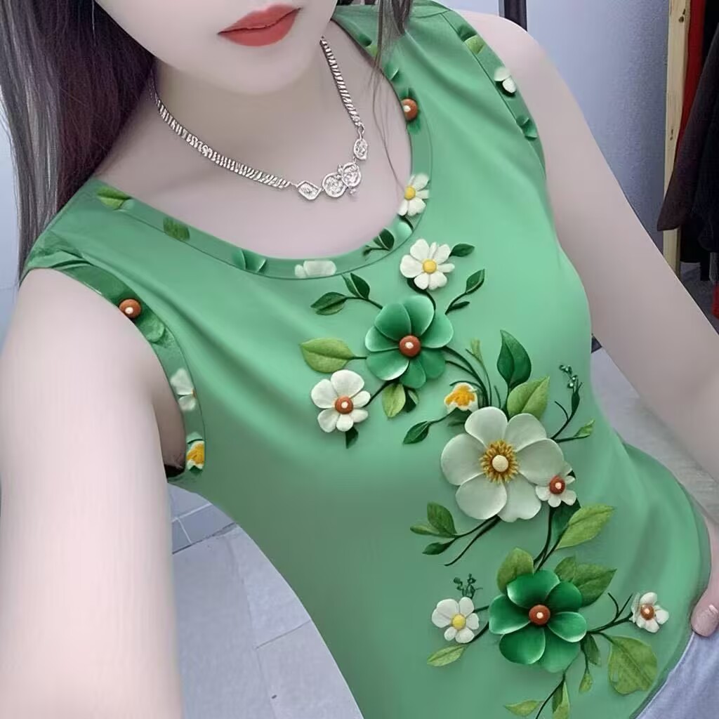 撞色背心女装2025印花新款夏季修身外穿显瘦无袖上衣吊带打底