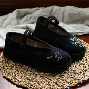 手工刺绣小花透气布鞋女款复古休闲女士布鞋2025新款舒适不累脚