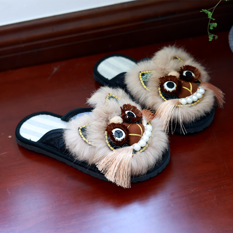手工刺绣老虎头拖鞋国风布鞋女款轻便布鞋女士布鞋女单鞋