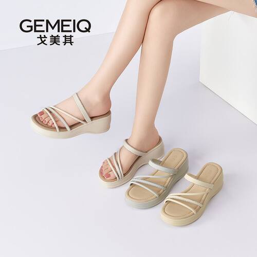 戈美其外穿配裙一字拖凉拖