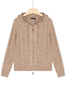 保罗彼得专柜同款女士新款时尚简约连帽开衫长袖针织衫UKECZ00830