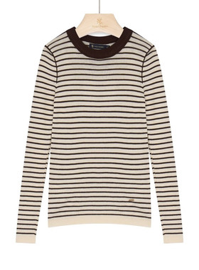 保罗·彼得专柜同款女士修身高弹日常条纹含羊毛针织衫HRECZ00890