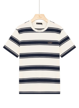 保罗彼得 专柜同款 男士新款时尚条纹潮流百搭短袖T恤TBEB44430