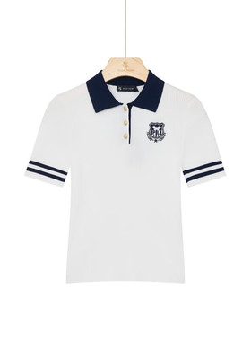 保罗彼得 专柜同款 女士潮流美式高弹学院风短袖针织衫UKEB66650