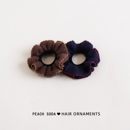 森系针织毛线发圈秋冬新款撞色软糯马尾发绳高弹力耐用发绳皮筋女