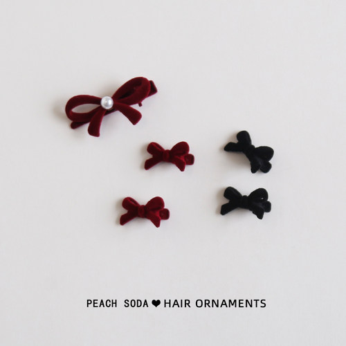 红色丝绒蝴蝶结发夹可爱小号边夹