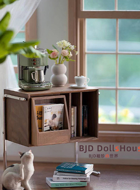 bjd娃屋家具blythe小布6分实木悬浮柜 北欧落地置物书柜 杂志柜子