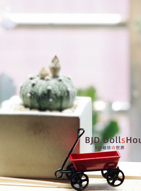 bjd娃娃屋配件blythe小布 12分ob11 娃用迷你红色小拉车 铁艺模型