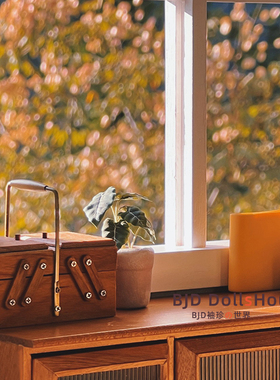 bjd娃娃屋家具blythe小布6分8分ob11娃用中古针线收纳盒 缝纫展示