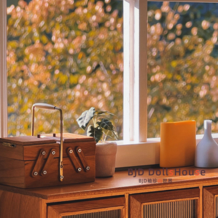 bjd娃娃屋家具blythe小布6分8分ob11娃用中古针线收纳盒 缝纫展示