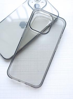 适用苹果iPhone15手机壳手机套15Pro简约15Plus防滑软壳新款15Pro Max抗摔透灰色透明色高于屏幕高于镜头