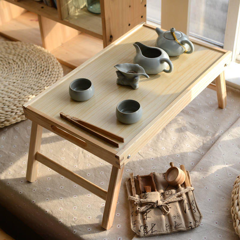 原木色木折叠小茶几矮脚托盘炕桌