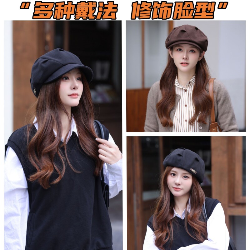 新款鸭舌八角帽女秋冬贝雷帽