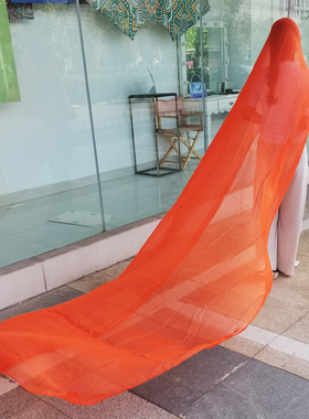 3米超大橙色丝巾女夏长款防晒沙滩巾橘红色围巾百搭纱巾披肩两用