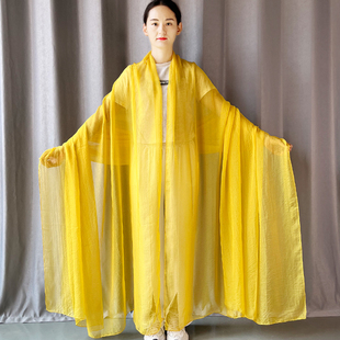柠檬黄亮黄色纱巾广场舞丝巾舞蹈女士护颈围巾秋冬保暖防晒沙滩巾
