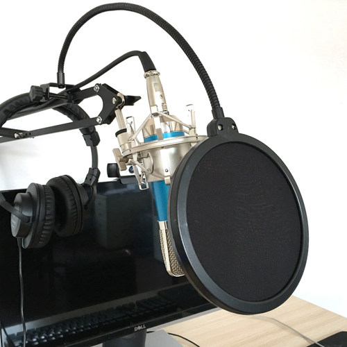 15公分双层网纱大号防喷罩 麦克风话筒咪罩防喷网金属U型口水罩