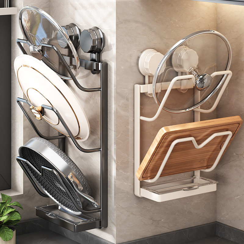 【专属】吸盘厨房免打孔置物架壁挂粘板架子锅盖架置物架