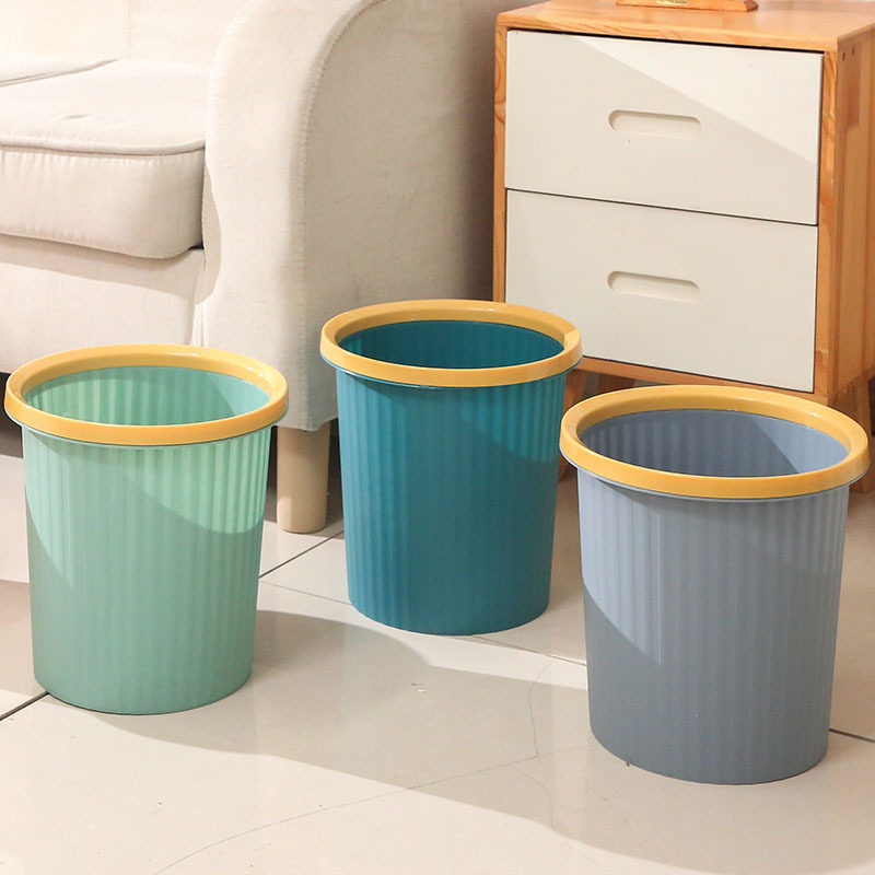 简约竖纹垃圾桶家用压圈垃圾筒创意卫生间厨房客厅无盖垃圾篓