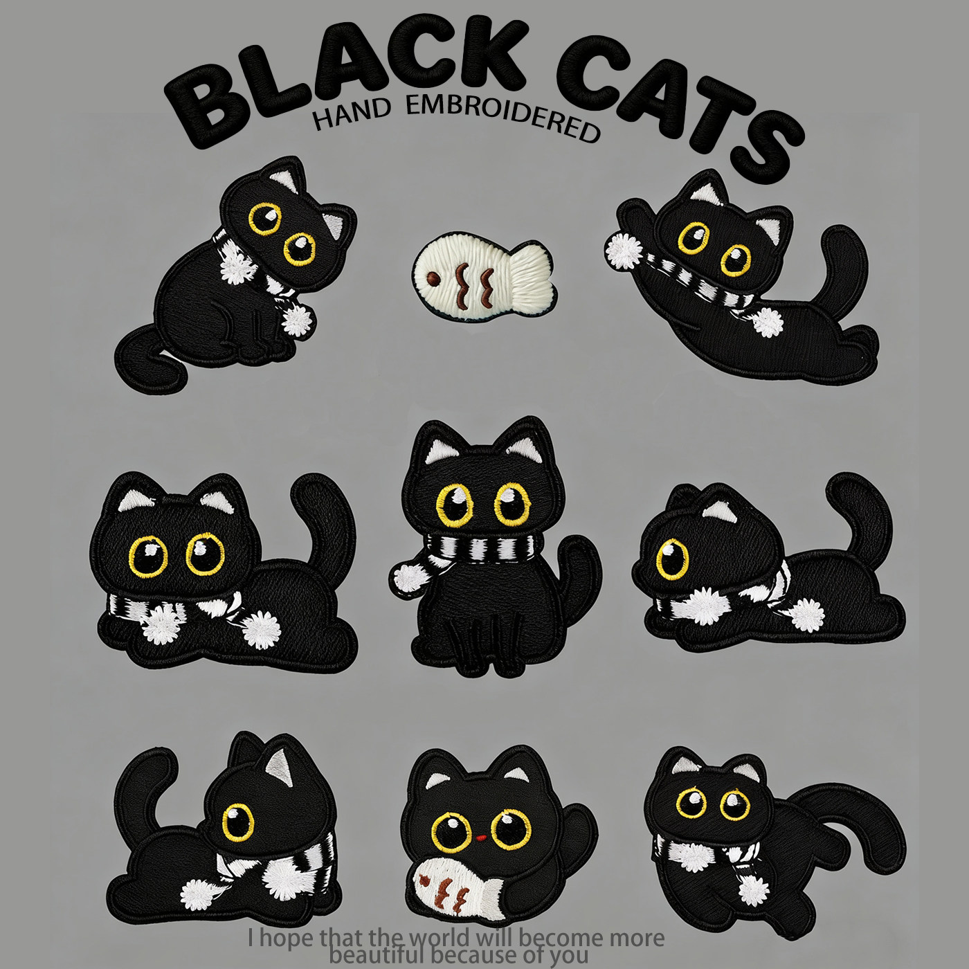 黑色小猫羽绒服补丁贴修补破洞贴布贴衣服手帐自粘刺绣大小号装饰,居家布艺,布贴,淘宝优惠券,粉丝福利购,淘宝优惠卷