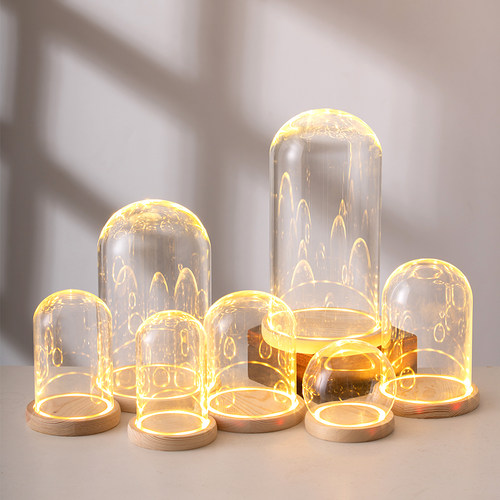 永生花圣诞树玻璃罩发光