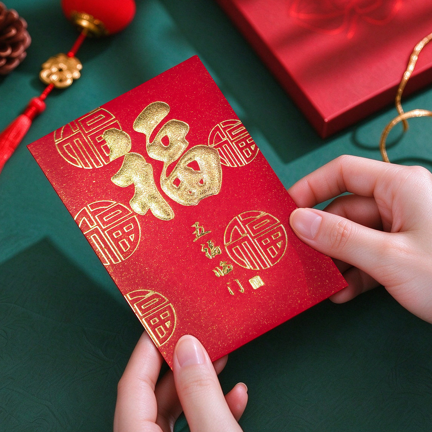 2027新款福字珠光纸红包广东烫金利是封壳新年春节大小通用红包袋