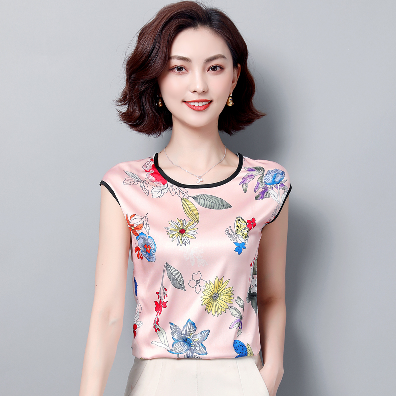 2019夏装大码真丝吊带背心女外穿百搭绸缎面无袖打底衫桑蚕丝上衣