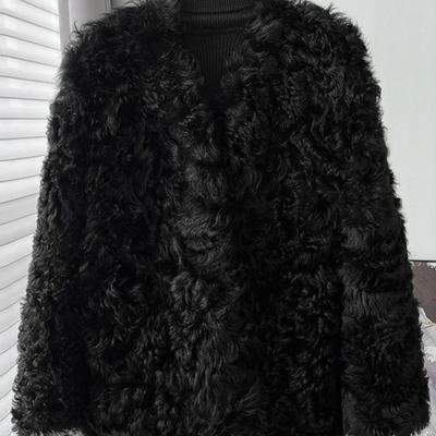 皮毛一体毛毛外套人造羊卷毛皮草