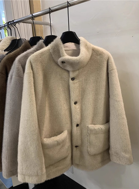 韩系水貂毛防皮草大衣中长款外套女2024冬季新款宽松气质百搭加厚