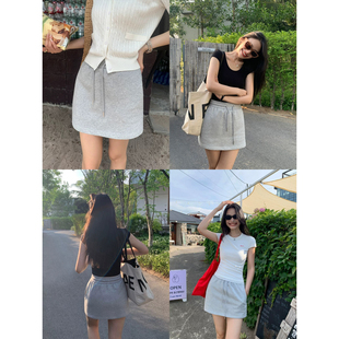 26年早春瑜伽舒适显瘦抽绳插袋A字半身裙A36127