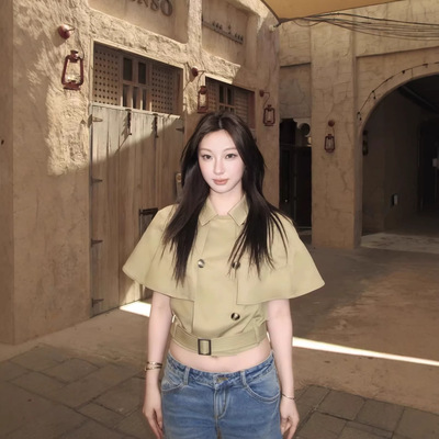 正确版 RA 雅痞可拆卸斗篷风衣夹克  卡其/藏蓝