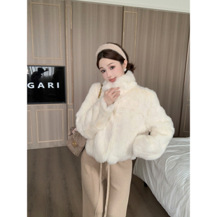梦中情兔 真兔毛超显瘦真皮草皮毛一体毛毛短外套女