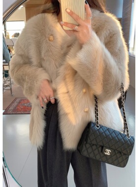 |九十春光|环保仿皮草外套女冬季高级气质毛绒短款托斯卡纳
