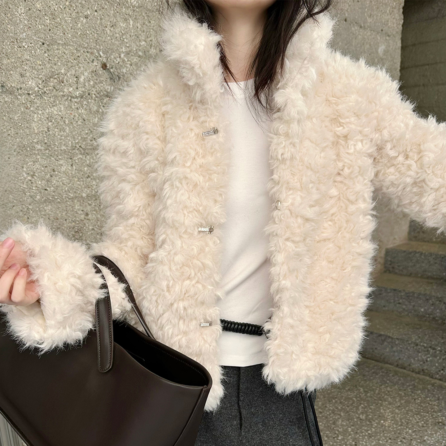 2025秋冬韩版休闲仿羊羔毛外套