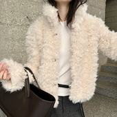 休闲仿羊羔毛外套女中长款 2025秋冬新款 韩版 加厚环保毛毛毛上衣潮