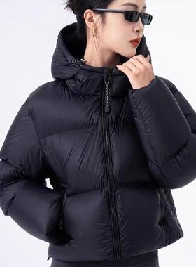 2025冬季新款女士短款90白鸭绒羽绒服连帽肯豆款显高加厚