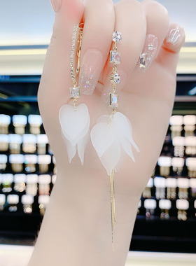 白色感长款流苏超仙潮显女耳环