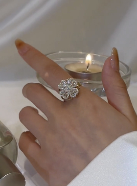 会旋转的戒指女铜日韩指环