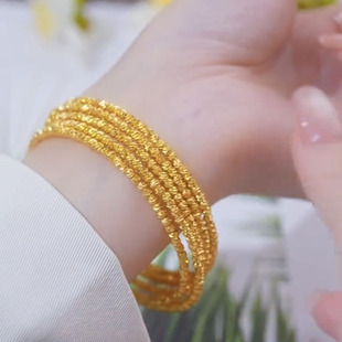 弹性记忆手镯金色珠珠多层缠绕弹簧手链2025年新款 轻奢转运手饰女