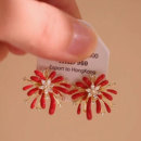 耳饰 小巧精致气质耳环适合冬天 红色闪钻烟花耳钉女2025新款 爆款