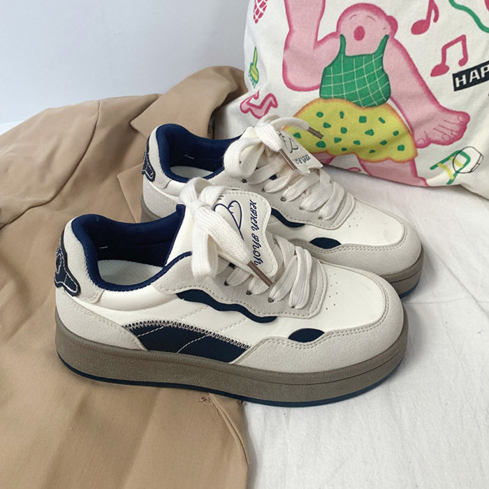 夜晚晚 学院风厚底板鞋女2026新款春季学生百搭小白鞋休闲运动鞋,女鞋,棉鞋,淘宝优惠券,粉丝福利购,淘宝优惠卷