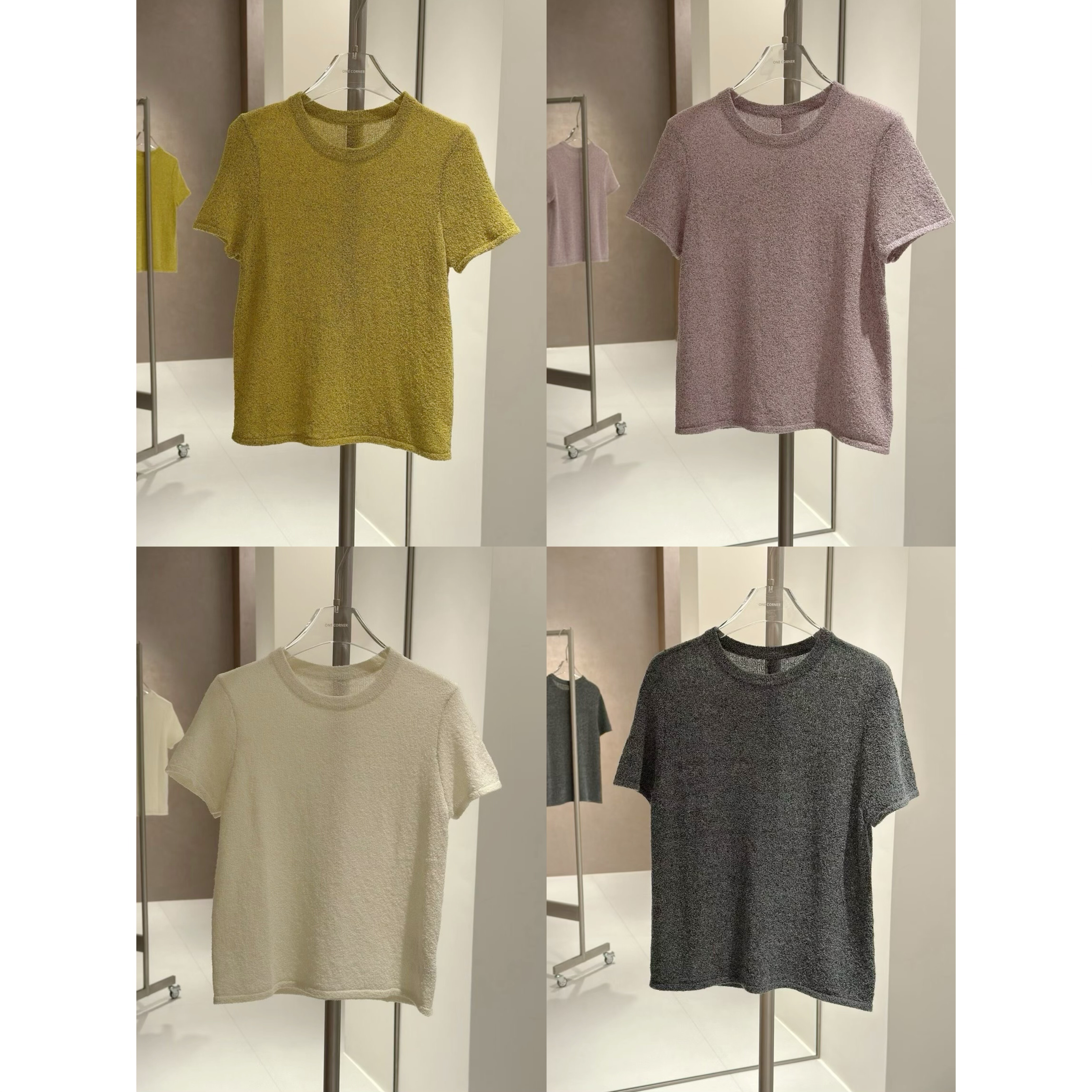 定制面料曲麻花纱 后背拼缝线简约老钱风针织短袖T恤宽松透气上衣