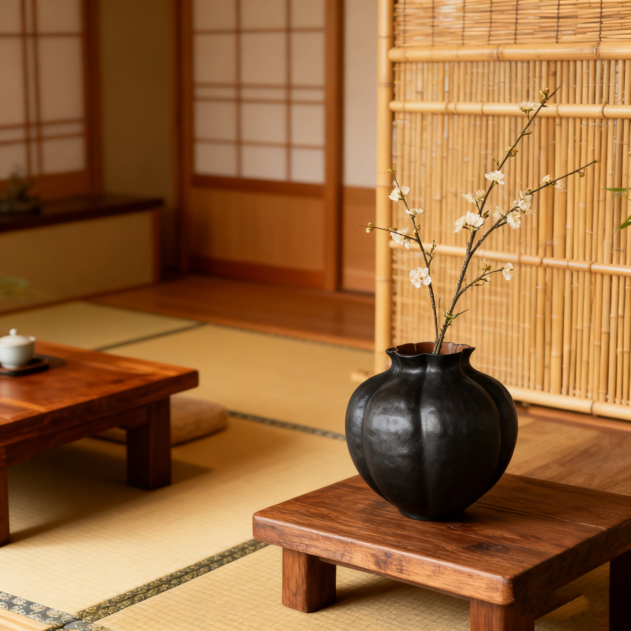 【圣诞专用】精选A级景德镇手工陶瓷花瓶纯黑乌金釉南瓜形家居