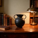 精选景德镇手工陶瓷纯黑乌金釉双耳花瓶简约高奢欧式 复古